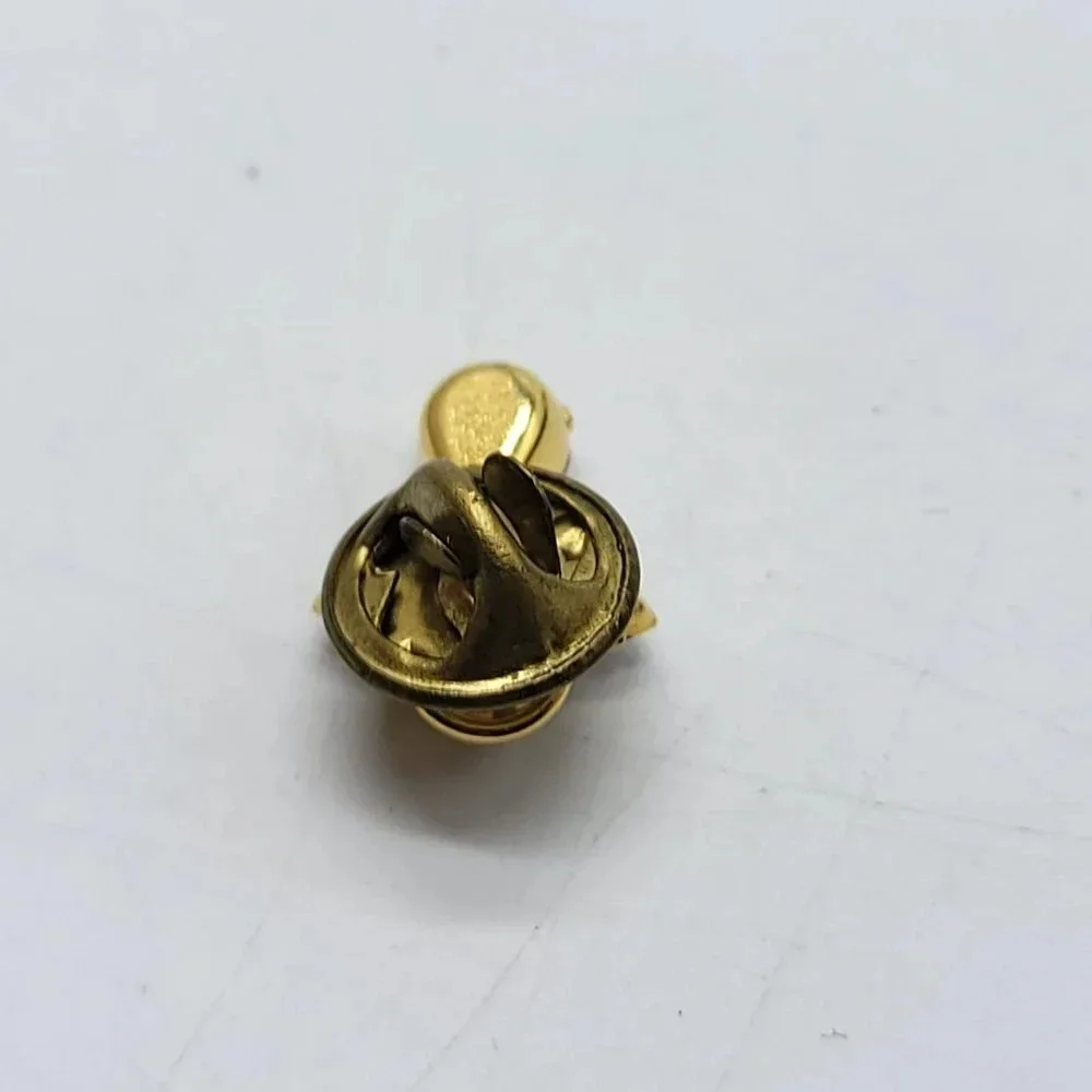 Gold Tone Clear Blue Glass Angel Halo Pin Brooch